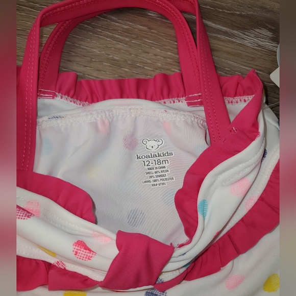 Baby's Koala Kids 2pc. polka dot hot pink and white swimsuit. Multi color 12-18m - Picture 8 of 9